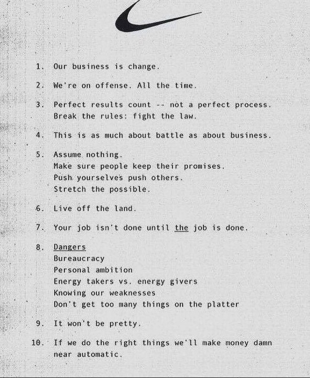 Nike 10 Principles